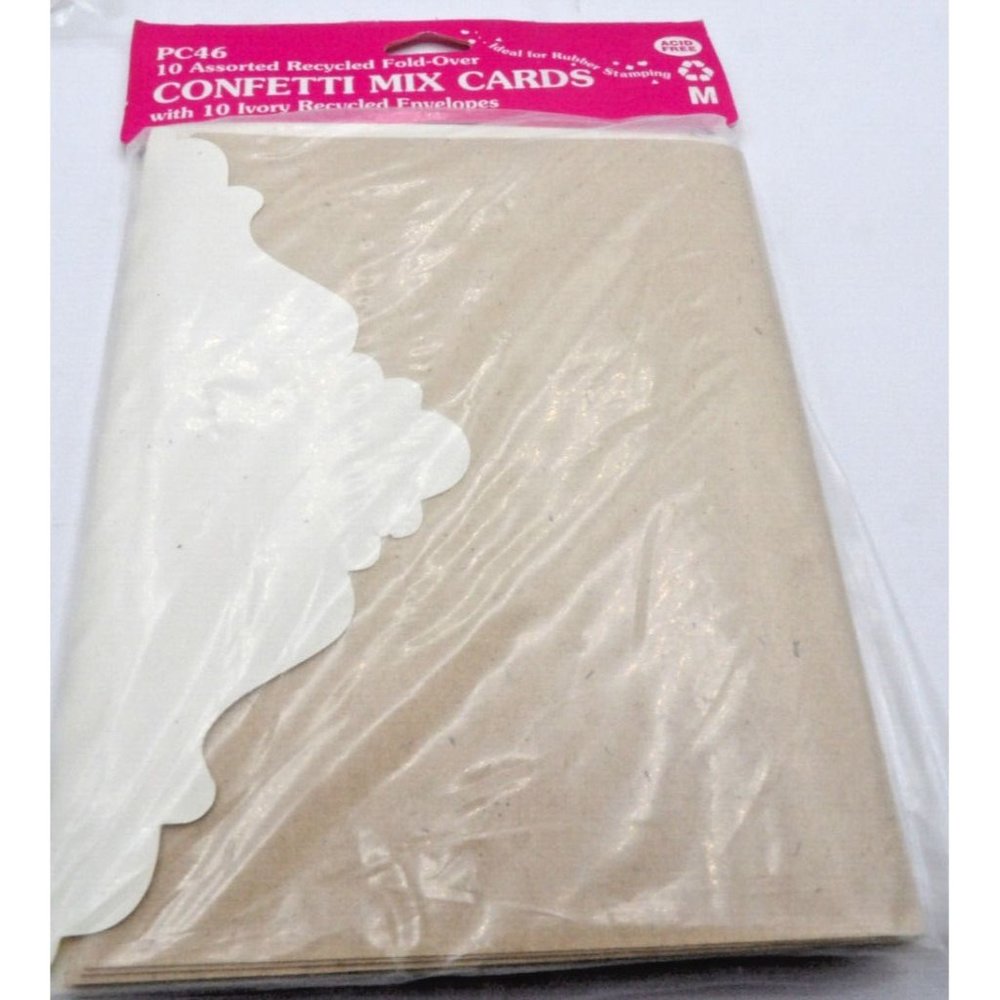 Cards & Envelopes  10 Confetti Cards Assorted Colors Recycled Ivory Envelope